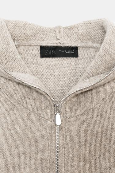 HOODED WOOL JACKET - Beige by Zara - Image 6