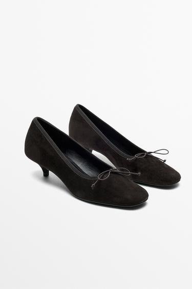 Leather heeled ballet flat — Brown 2