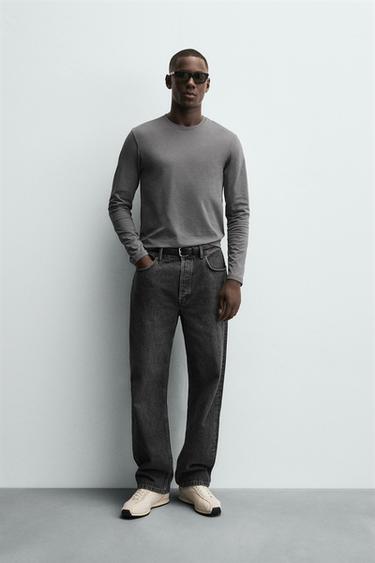 BLUZË SLIM FIT BAZIKE - Ngjyrë gri nga Zara