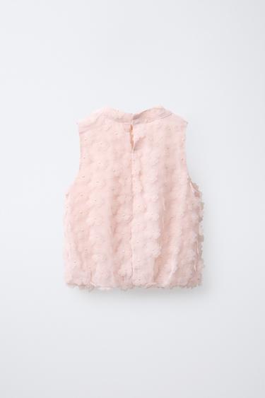 FLORAL APPLIQUÉ TOP - Pale pink by Zara - Image 1