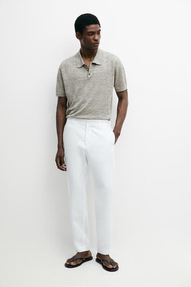 Pantalon tapered fit lin - Blanc de Zara - Image 0