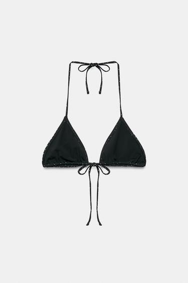 POLKA DOT TRIANGLE BIKINI TOP - Black by Zara - Image 10