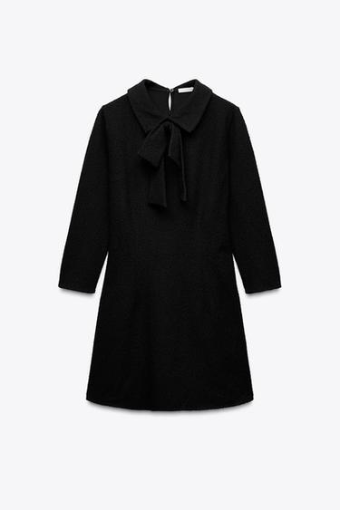 ROBE BOUCLÉE À NŒUD - Noir de Zara - Image 3