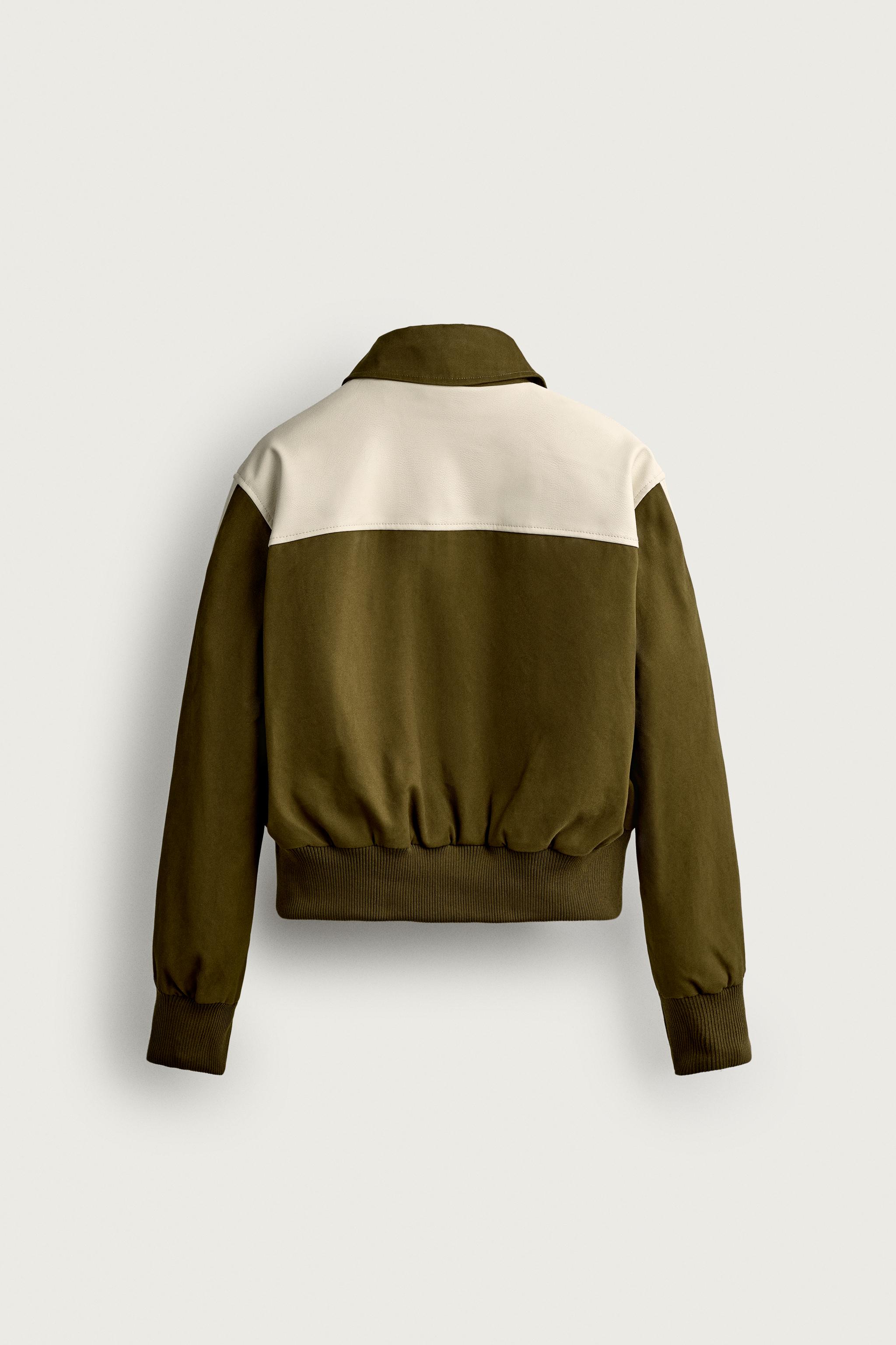 CONTRAST FAUX LEATHER JACKET