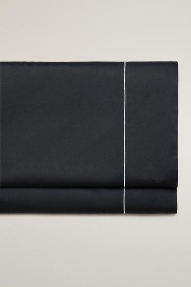 SATEEN FLAT SHEET WITH TRIM (500 THREAD COUNT) - MIDNIGHT BLUE by Zara - Image 0