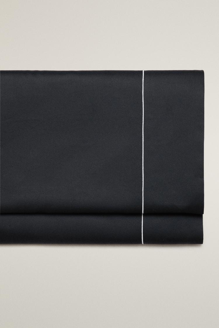 SCALLOPED SATEEN FLAT SHEET (500 THREAD COUNT) — MIDNIGHT BLUE