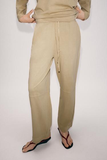 PANTALÓN BALLOON ALGODÓN - Tostado de Zara