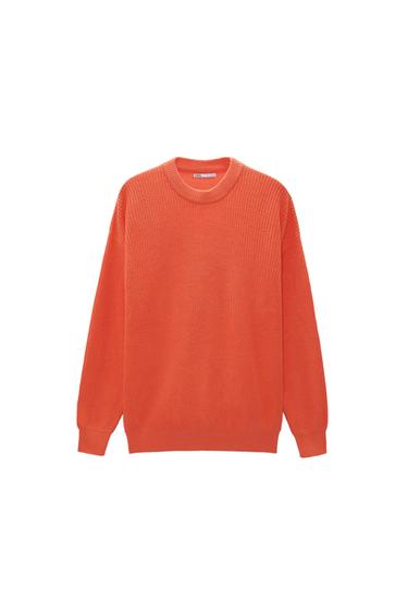 TEXTURED WEAVE COTTON SWEATER
