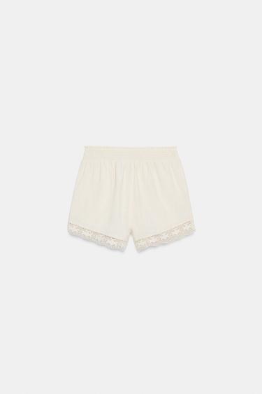 SHORT À FLEURS BRODÉES - Écru de Zara - Image 7