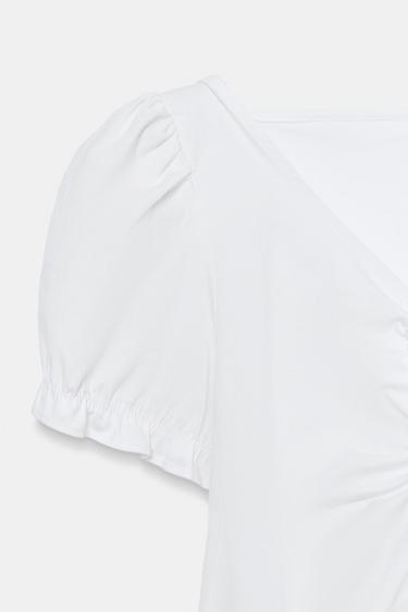 ROBE COURTE EN POPELINE À OUVERTURE - Blanc de Zara - Image 7