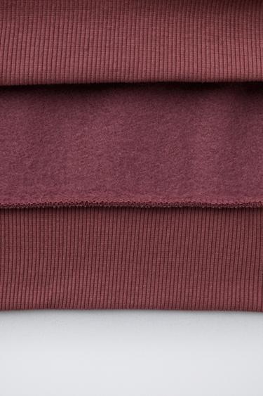 EMBROIDERED JOGGING SWEATSHIRT WITH LABEL - Burgundy by Zara - Image 3