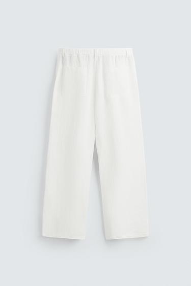 RELAXED FIT 100% LINEN TROUSERS - White by Zara - Image 6