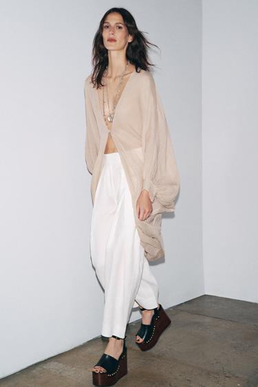 TOP LONG EN RAMIE ZW COLLECTION - rose poudré de Zara - Image 3