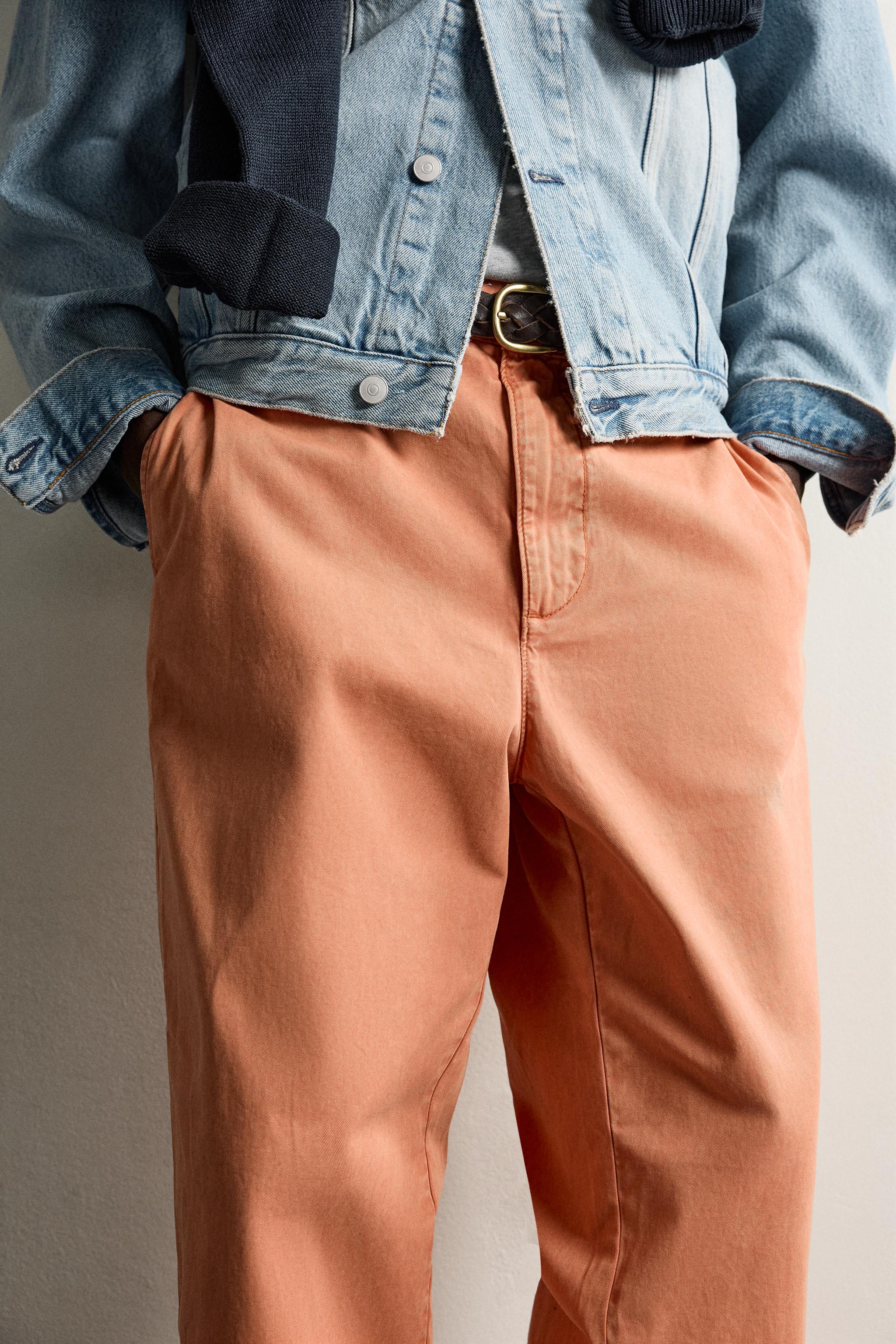 Zara YIKAMALI STRAIGHT FIT CHINO PANTOLON görsel 5