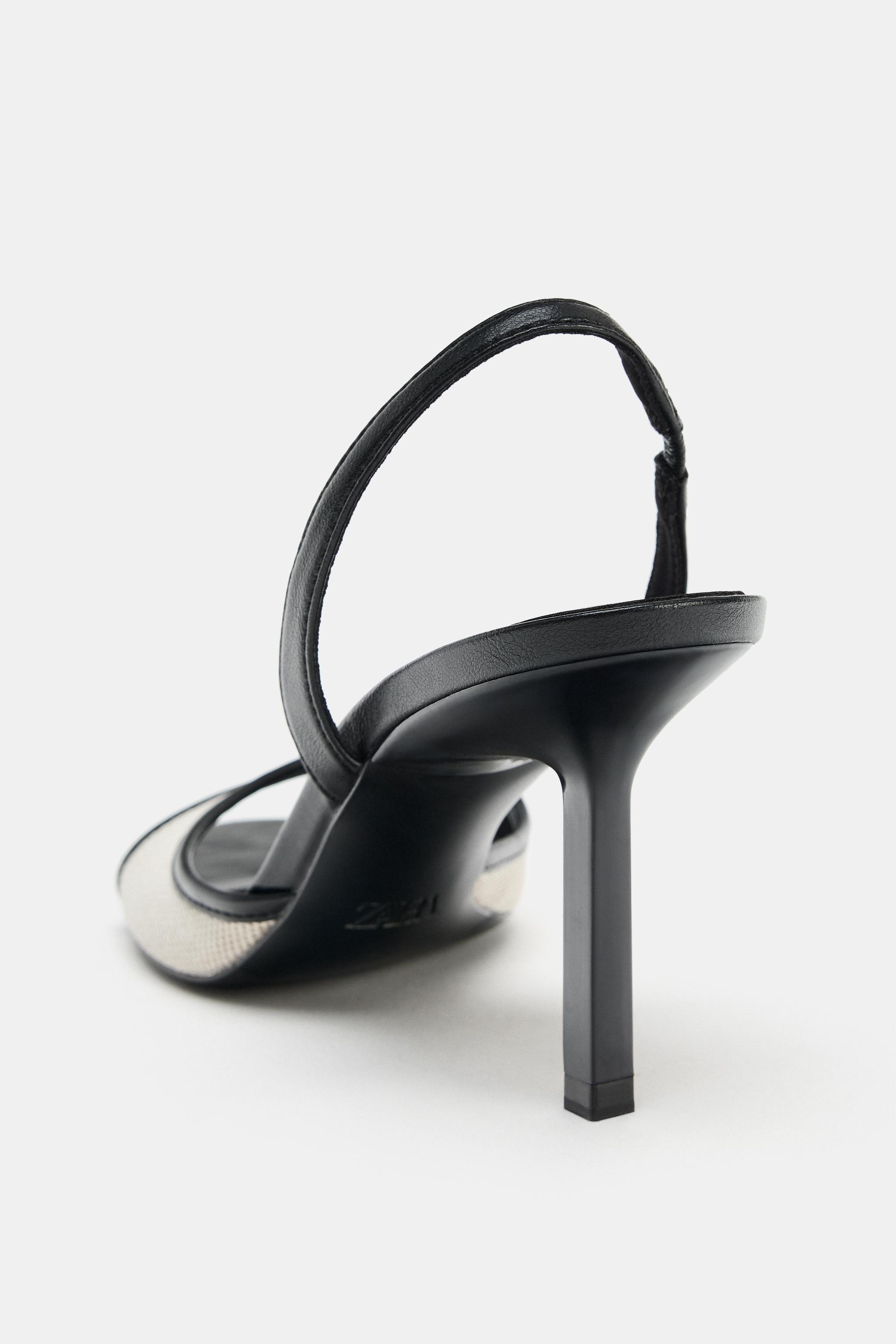 Женские сандалии Zara COMBINED HEELED SANDALS — фото 4