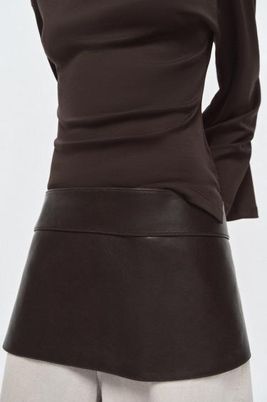 100% LEATHER SKIRT BELT - Brown by Zara - Image 3