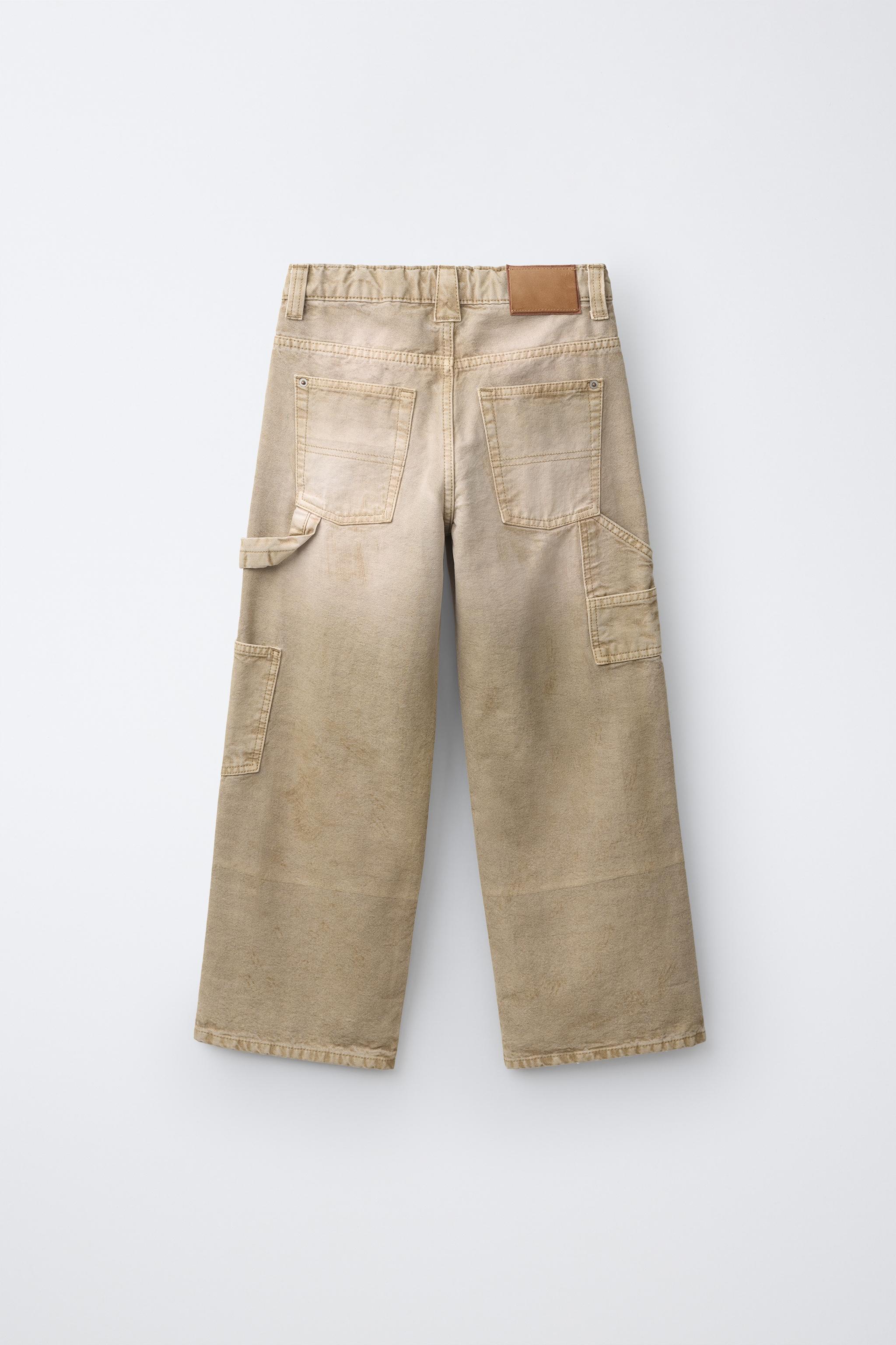 CANVAS WIDE LEG PANTS — Ecru