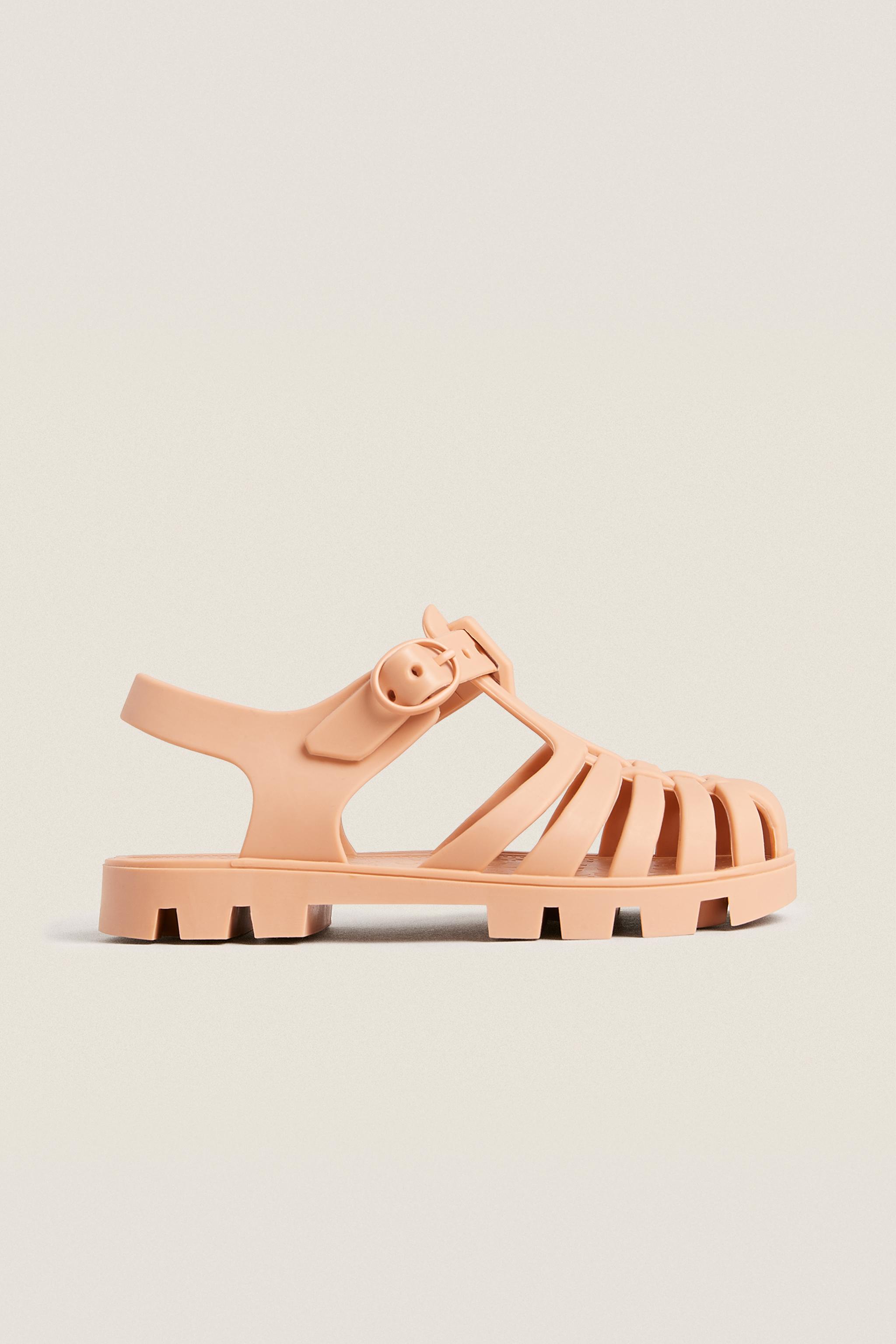 RUBBERIZED CAGE SANDALS WITH BUCKLE - Green | ZARA United States