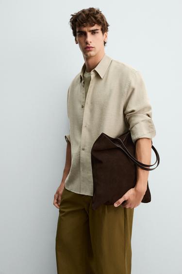 LEATHER TOTE BAG - Brown by Zara - Image 1