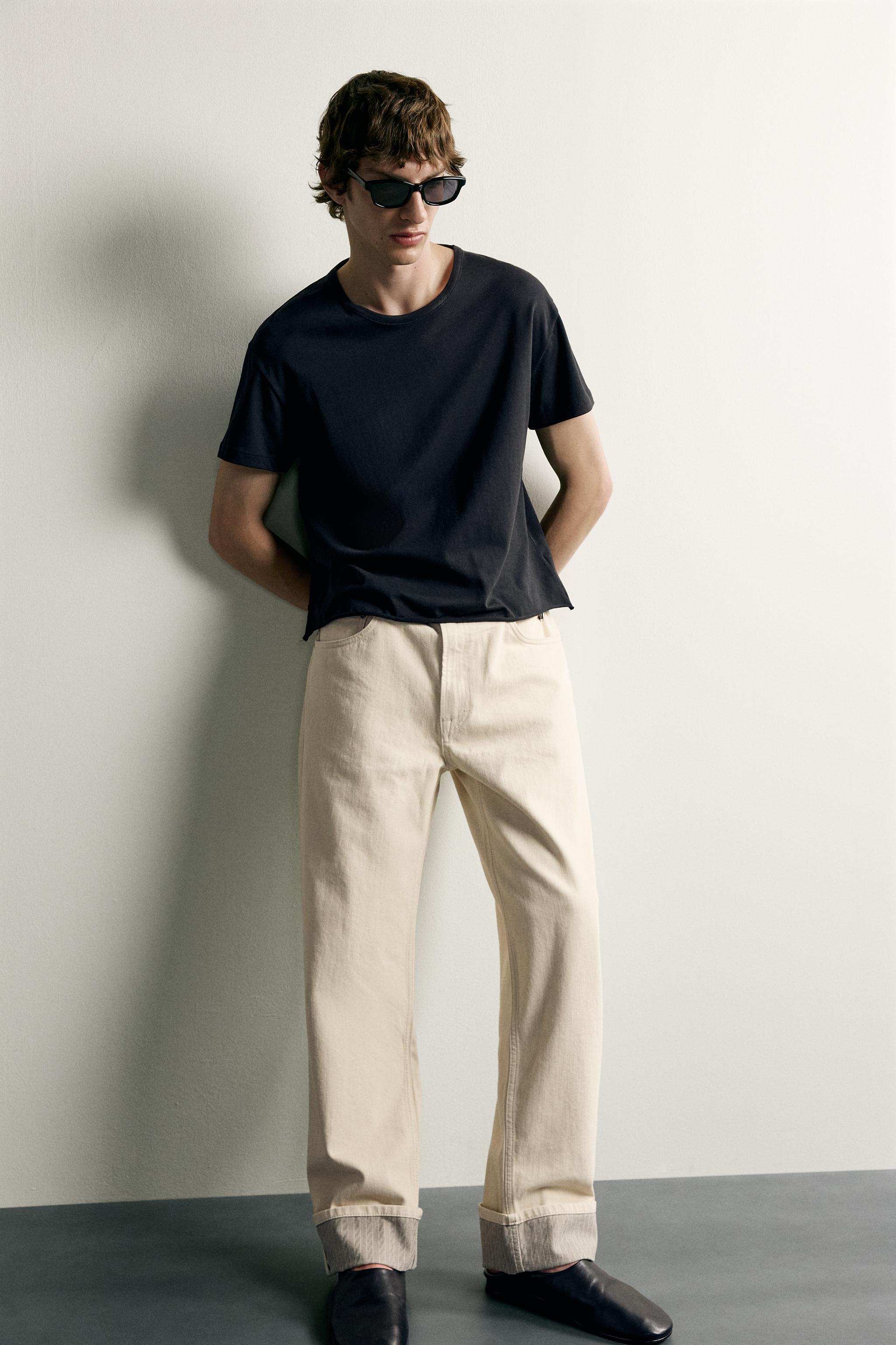 Contrast Cuff Straight Fit Jeans