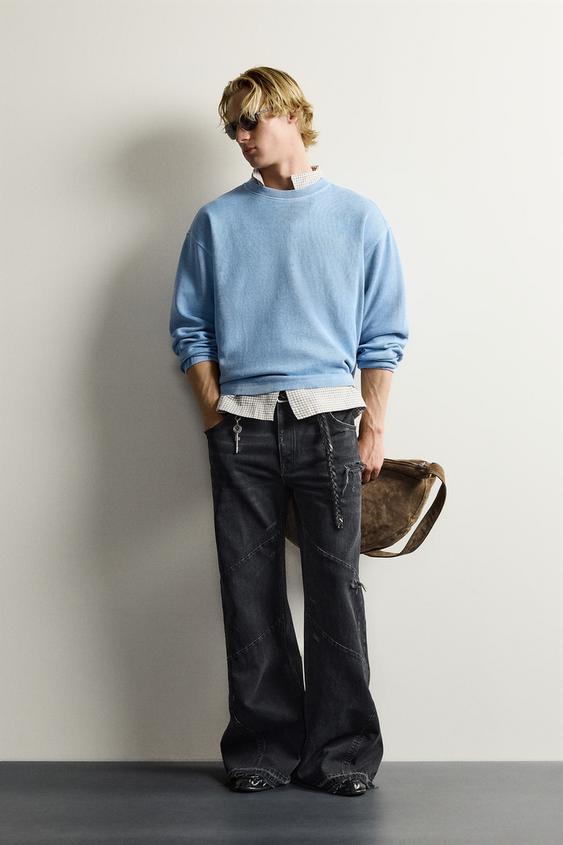 RELAXED FIT TEXTURED SWEATSHIRT - Faded blue by Zara - Image 0