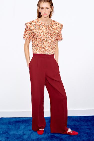 WIDE-LEG TROUSERS WITH DARTS - Brick by Zara