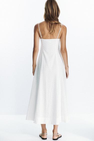 MIDI CORSET DRESS WITH CUTWORK EMBROIDERY - White by Zara - Image 3