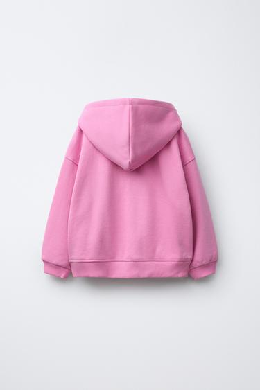 ハート柄プリント入りジッパースウェットシャツミディアムピンクZaraのハート柄プリント入りジッパースウェットシャツ - ミディアムピンク