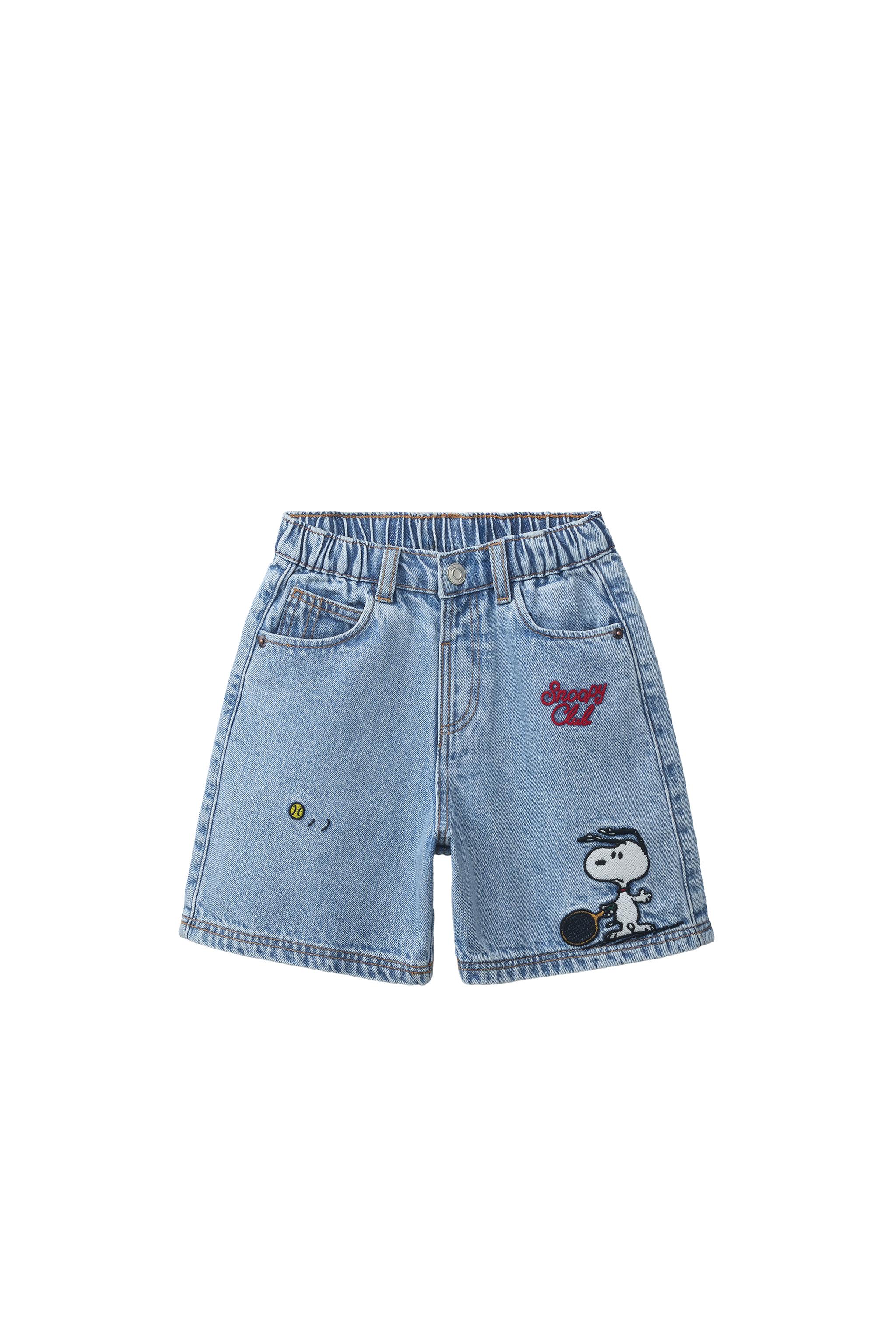 SNOOPY PEANUTS™ DENIM SHORTS - Mid-blue | ZARA United States