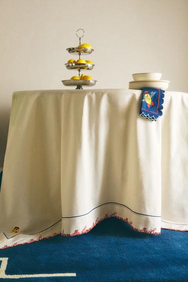 Zara LIMONCELLA COTTON TABLECLOTH X THE ANIMALS OBSERVATORY - Light beige