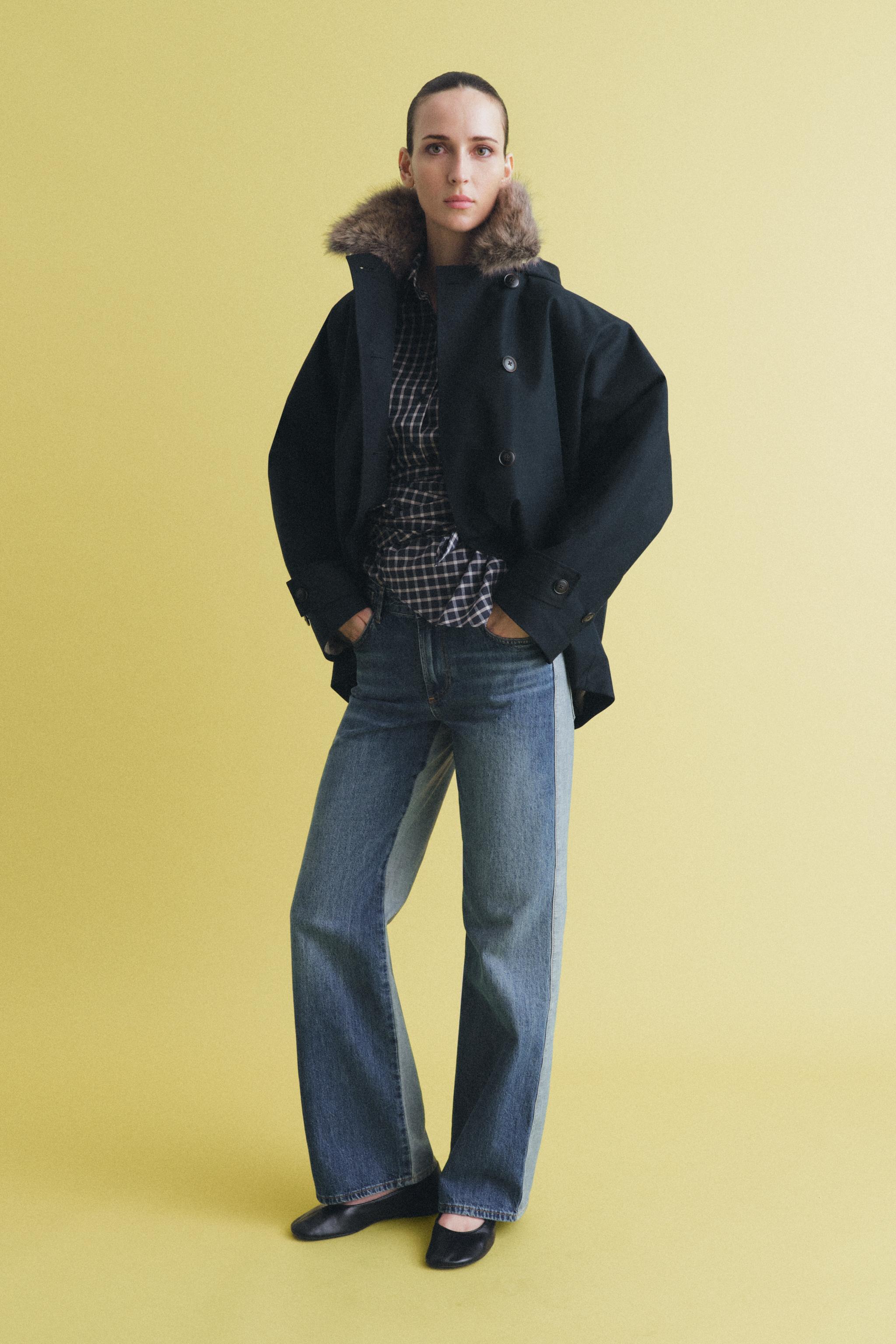 ZW COLLECTION FAUX FUR COLLAR TRENCH COAT