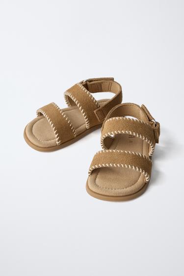 LEATHER BAREFOOT SANDALS - Brown by Zara - Image 4