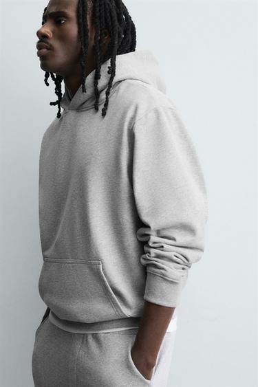 SWEAT À CAPUCHE BASIQUE - Gris chiné de Zara - Image 5