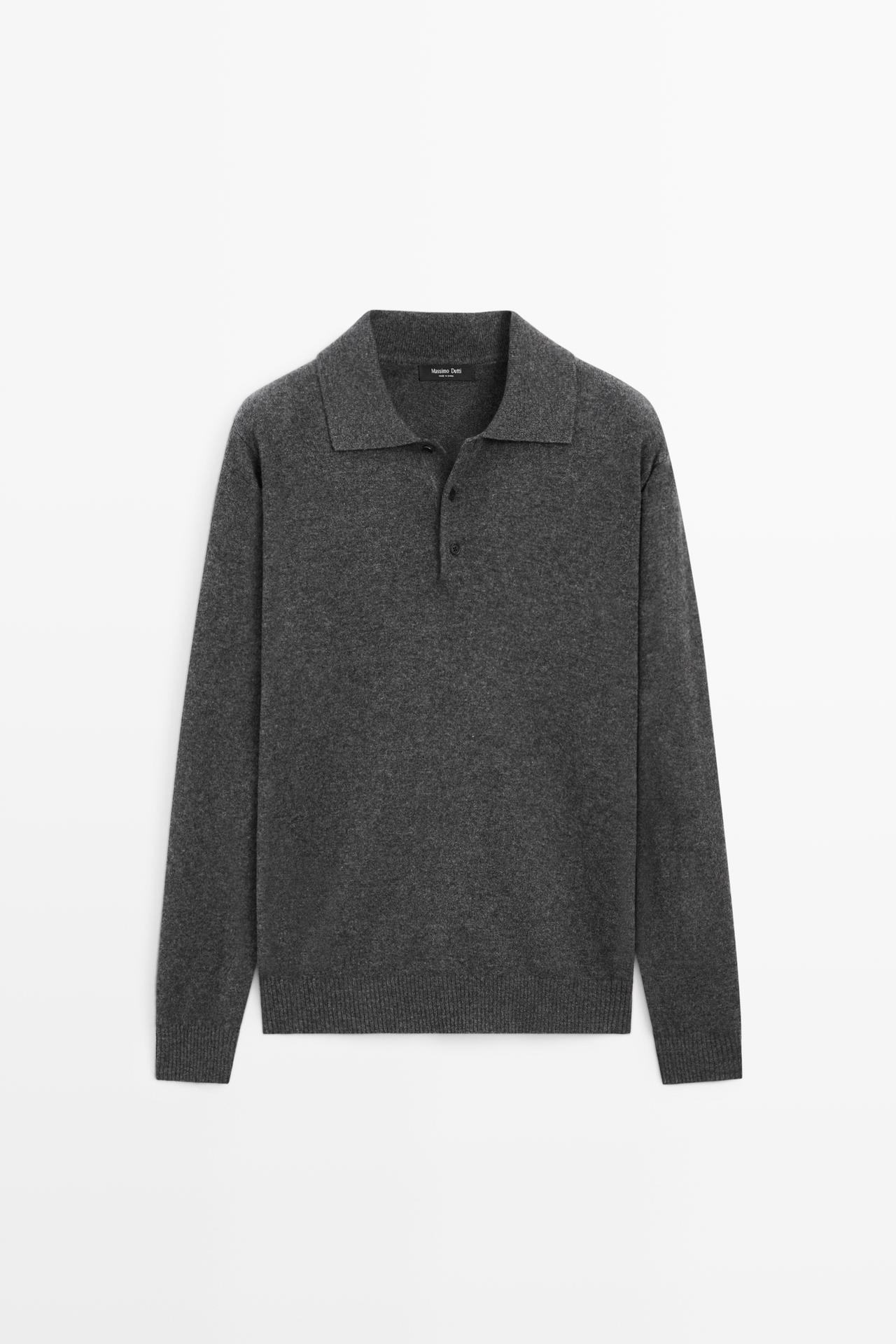 Wool blend polo sweater — Cobalt