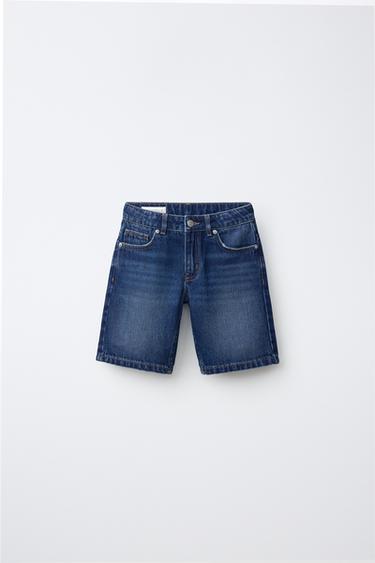 STRAIGHT FIT DENIM BERMUDA SHORTS - Dark navy by Zara - Image 0