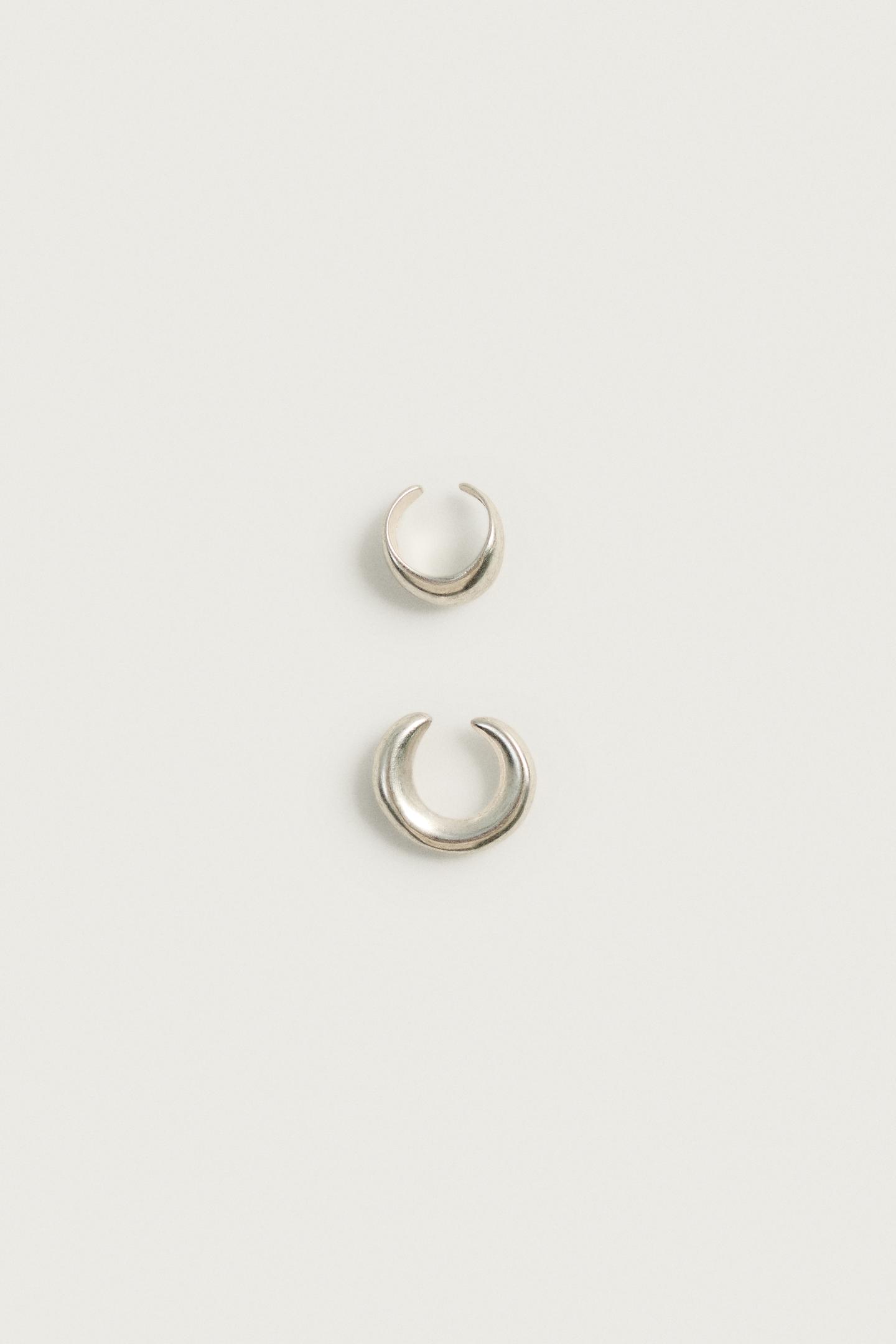 Мужские серьги Zara 2-PACK Earcuff, цвет: Серебряный — фото 2