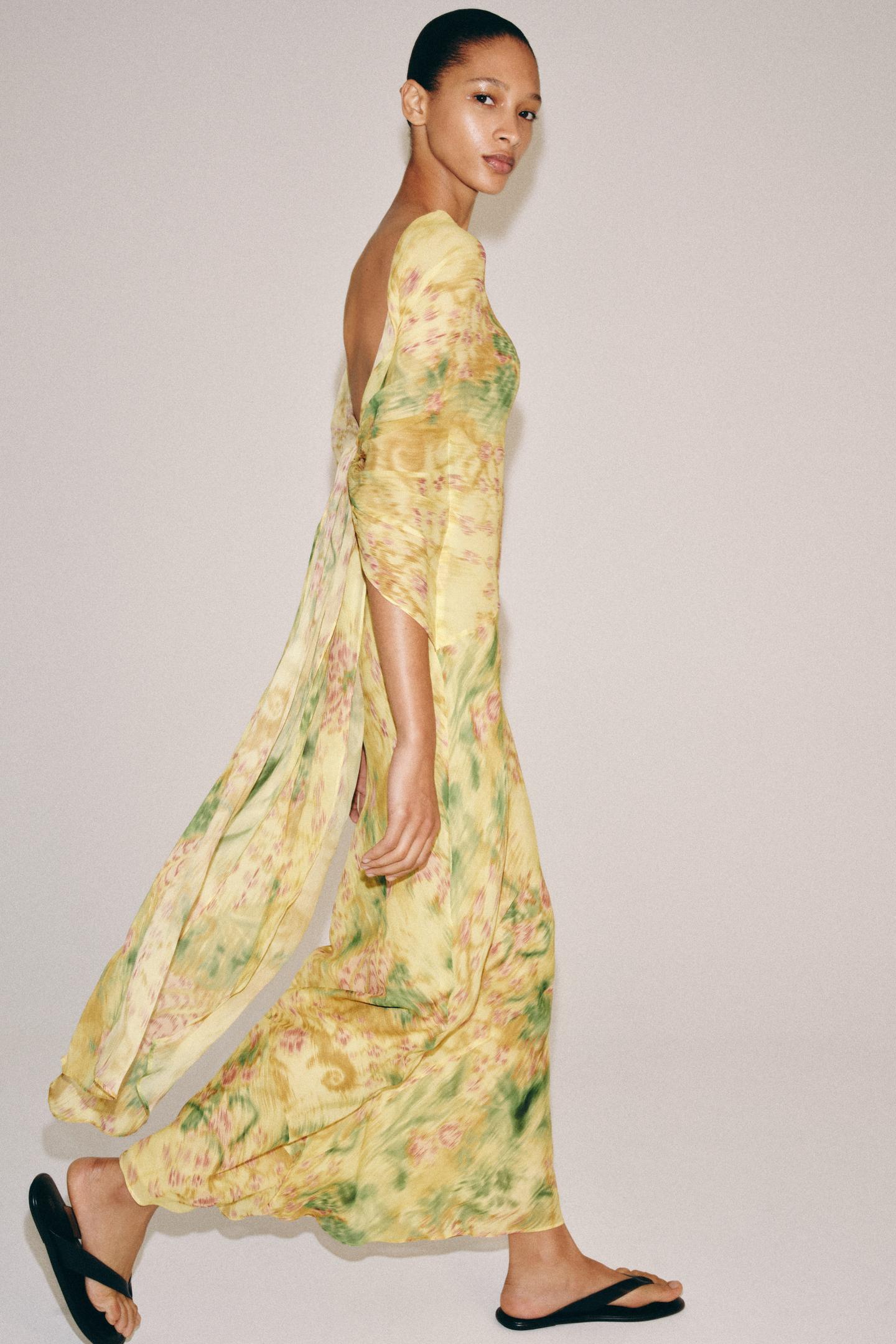 Женское платье Zara ZW Collection Printed Bow, цвет: Разноцветный — фото 6
