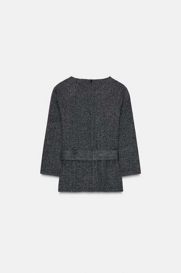 TOP EN SERGÉ AVEC CEINTURE - Gris foncé de Zara - Image 5