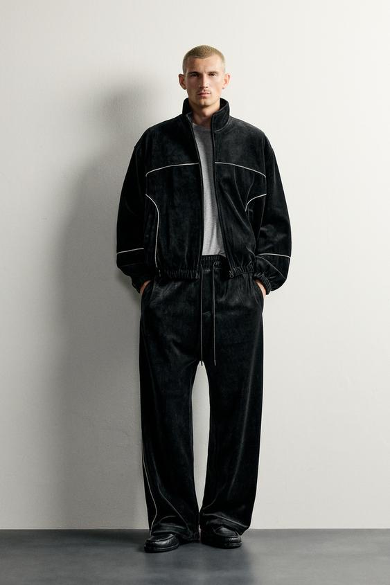 RETRO VELOUR TRACK TROUSERS - Black by Zara - Image 0