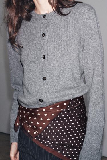 VESTE EN CACHEMIRE ET LAINE À MANCHES LONGUES - Gris de Zara - Image 1