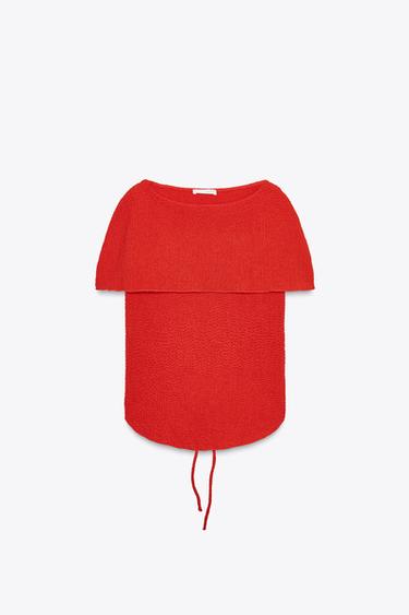 MULTI-WAY TEXTURED LAYERED TOP - Intense red by Zara - Image 0