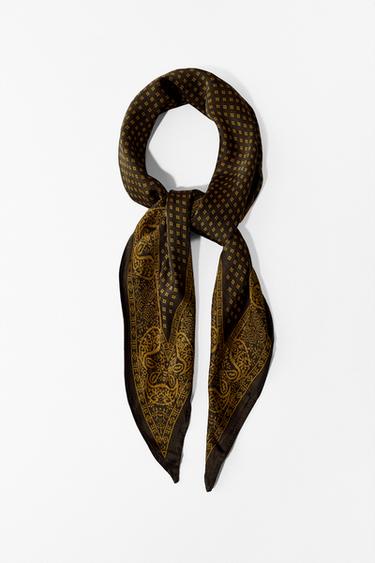 Zara SATIN PRINTED BANDANA - Khaki