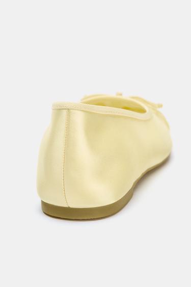 SATIN BALLET FLATS WITH BOW - Yellow by Zara - Image 5