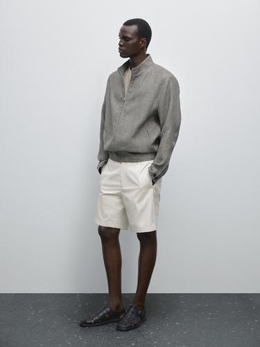 Zara Jogger-fit poplin Bermuda shorts - Beige - Image 0