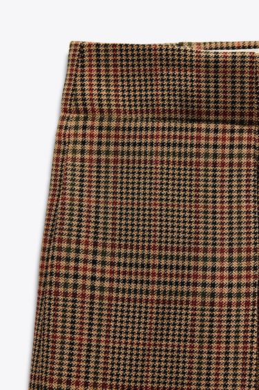 Zara PLAID PANTS WITH DARTS ZW COLLECTION - Light brown