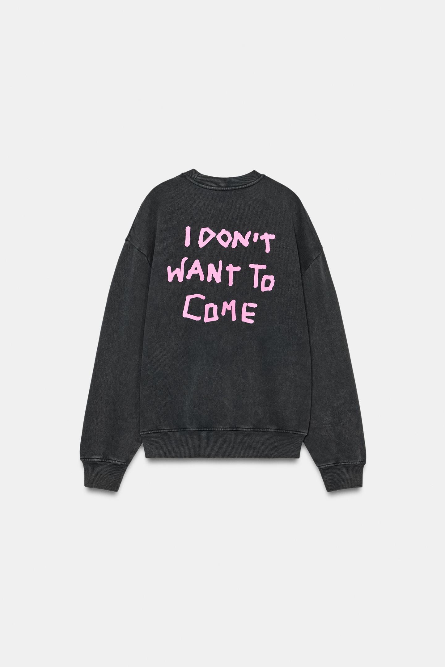 Женская толстовка Zara Washed Effect Text, цвет: Чёрный — фото 5