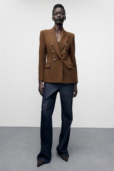 TAILORED DOUBLE-BREASTED BLAZER - Brown by Zara - Image 0