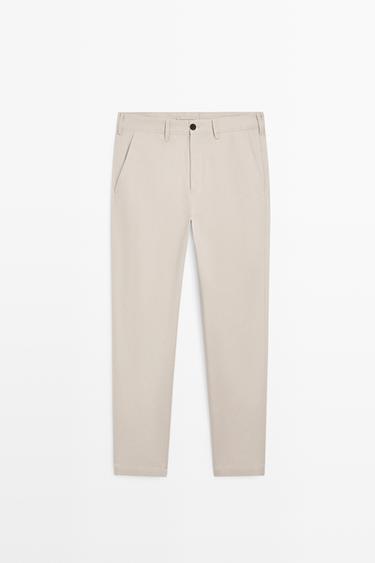 Zara Cotton blend slim fit pants - Beige