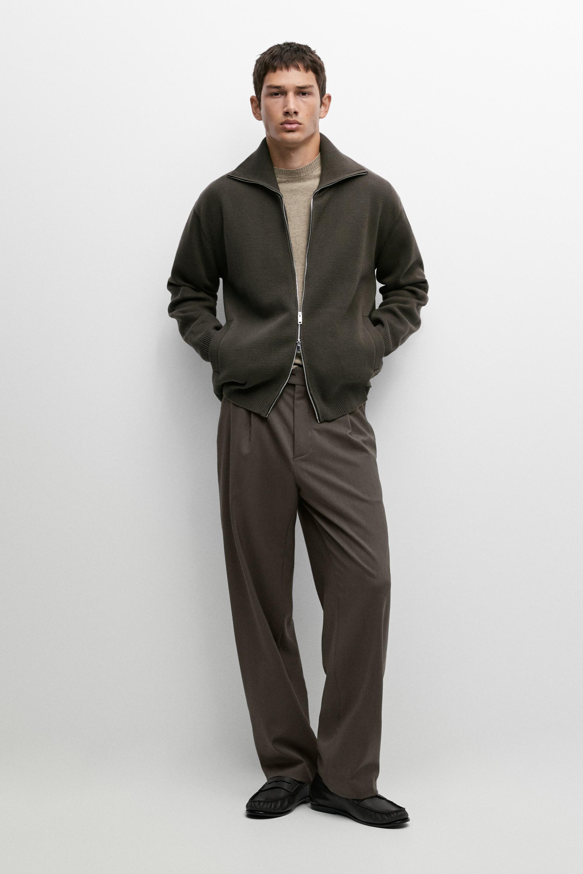 100% cotton zip-up knit cardigan