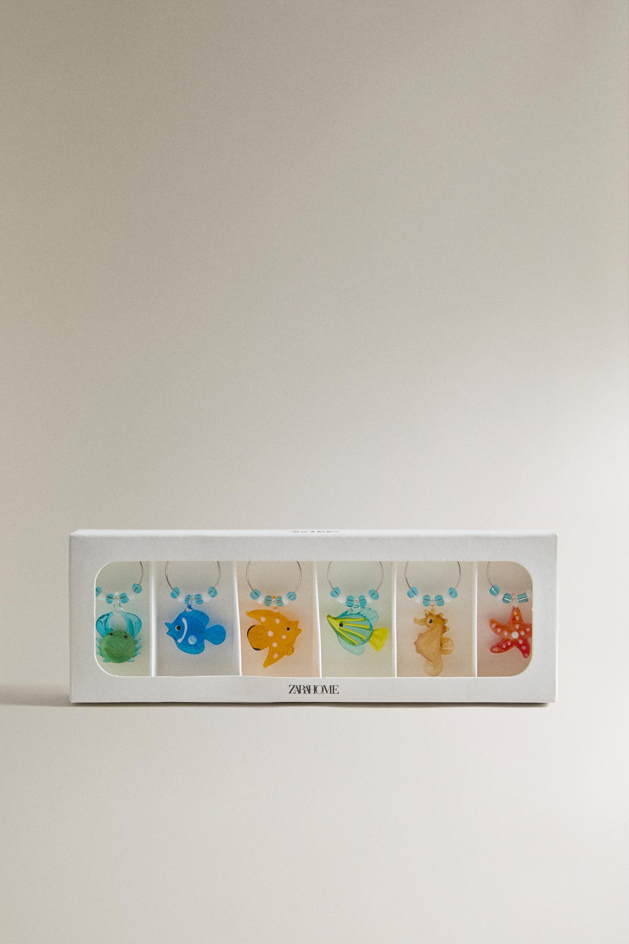 MARQUE-VERRES EN VERRE (LOT DE 6)